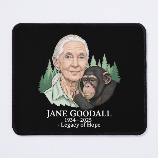 Item preview, Jane Goodall Tribute with Chimpanzee in Forest Art designed and sold by dianadouri.