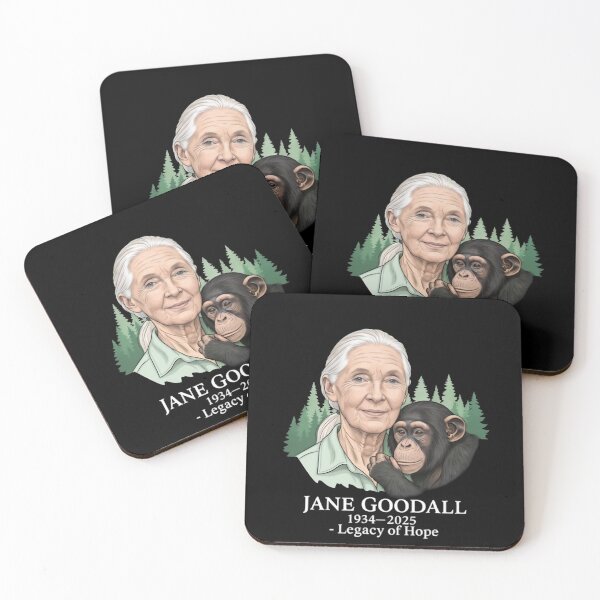 Item preview, Jane Goodall Tribute with Chimpanzee in Forest Art designed and sold by dianadouri.