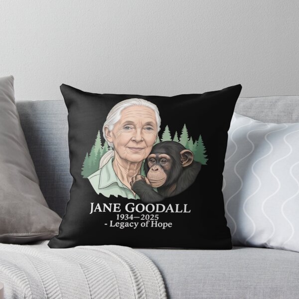 Item preview, Jane Goodall Tribute with Chimpanzee in Forest Art designed and sold by dianadouri.