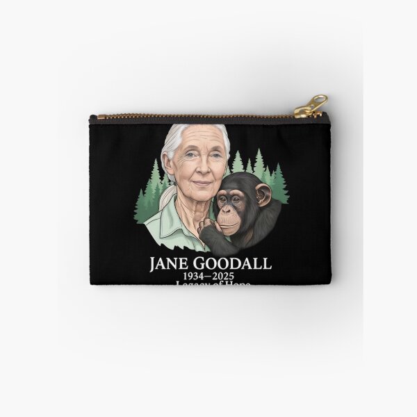 Item preview, Jane Goodall Tribute with Chimpanzee in Forest Art designed and sold by dianadouri.
