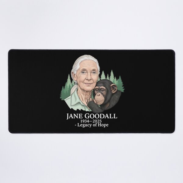 Item preview, Jane Goodall Tribute with Chimpanzee in Forest Art designed and sold by dianadouri.