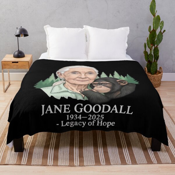 Item preview, Jane Goodall Tribute with Chimpanzee in Forest Art designed and sold by dianadouri.
