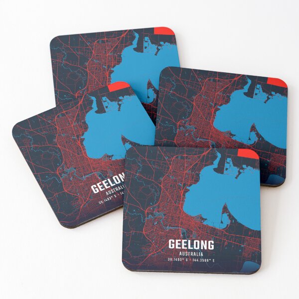 Item preview, Geelong Red & Blue Minimalist Map designed and sold by HomeLivingCo.
