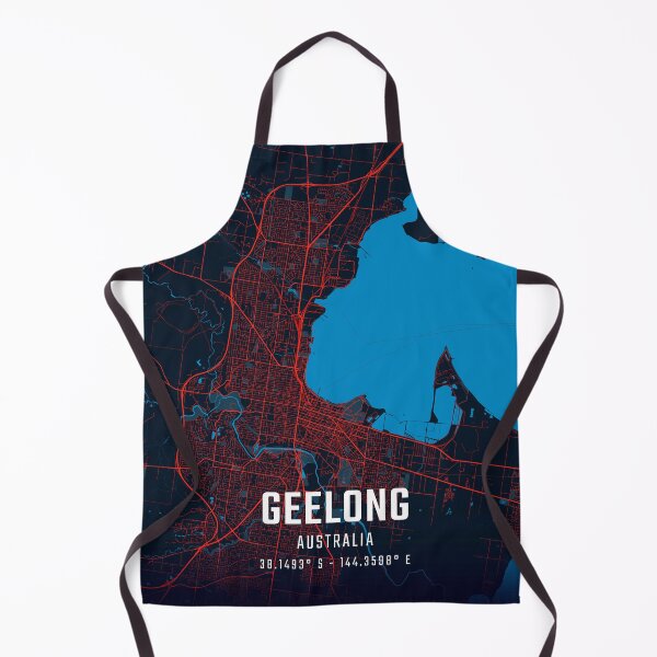 Item preview, Geelong Red & Blue Minimalist Map designed and sold by HomeLivingCo.
