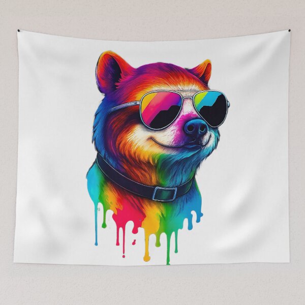 Item preview, Rainbow Dog with Sunglasses – Funky Colorful Pop Art designed and sold by ArteeInnovation.