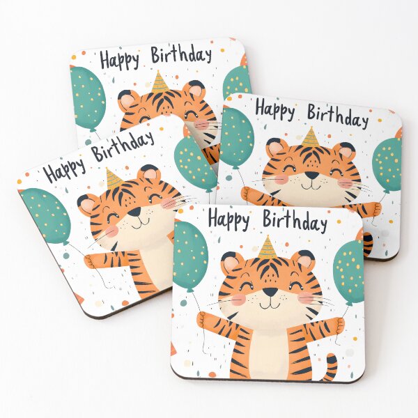 Item preview, Cute Happy Smiling Tiger "Happy Birthday" designed and sold by Anicue.