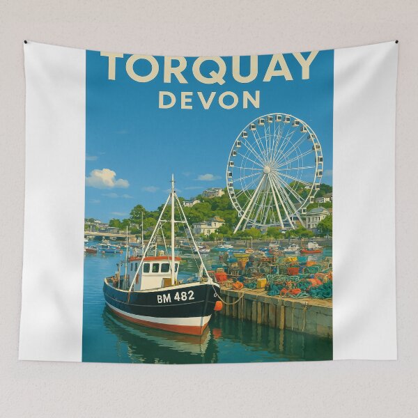 Item preview, Torquay Devon Retro Vintage Travel Poster designed and sold by GG WALL ART.