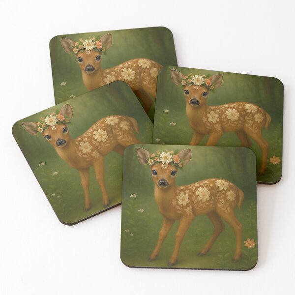 Item preview, Flower Pattern Fawn Enchanted Forest Art designed and sold by MiLaKK.