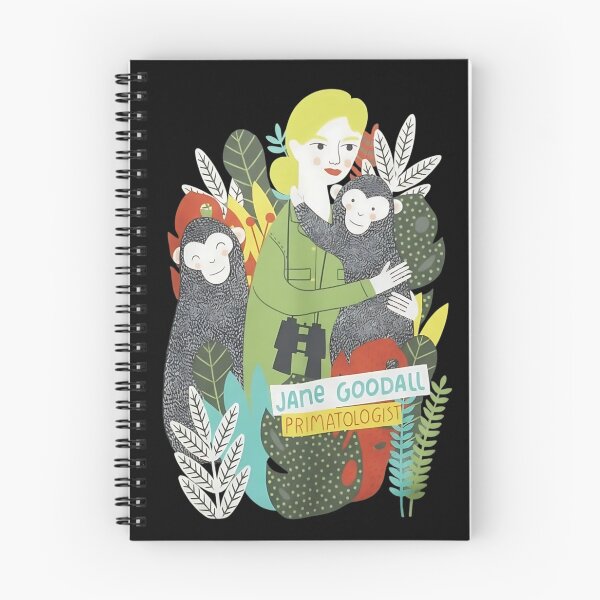 Item preview, Jane Goodall Cartoon with Chimps and Jungle Foliage designed and sold by dianadouri.