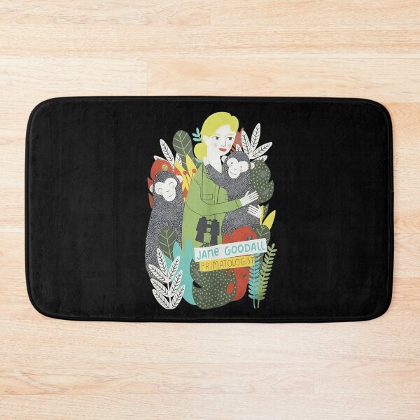 Item preview, Jane Goodall Cartoon with Chimps and Jungle Foliage designed and sold by dianadouri.