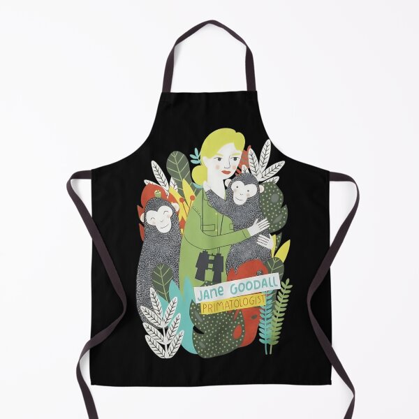Item preview, Jane Goodall Cartoon with Chimps and Jungle Foliage designed and sold by dianadouri.