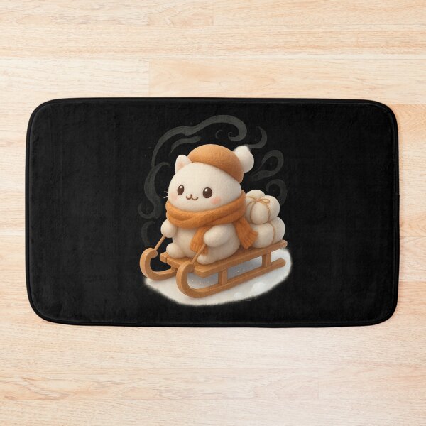 Item preview, Cute Snow Mochi Delivery Puffball on Sled | Kawaii Cottagecore Art designed and sold by Moons Studio.
