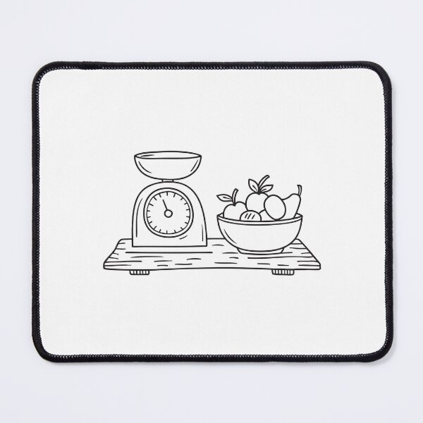 Item preview, A scale beside a fruit bowl on wooden table designed and sold by rasagamastore.