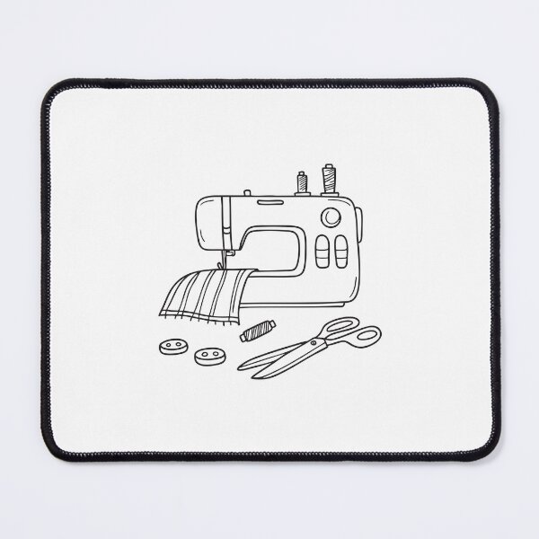 Item preview, A sewing machine with fabric attached next to scissors and threads on table designed and sold by rasagamastore.