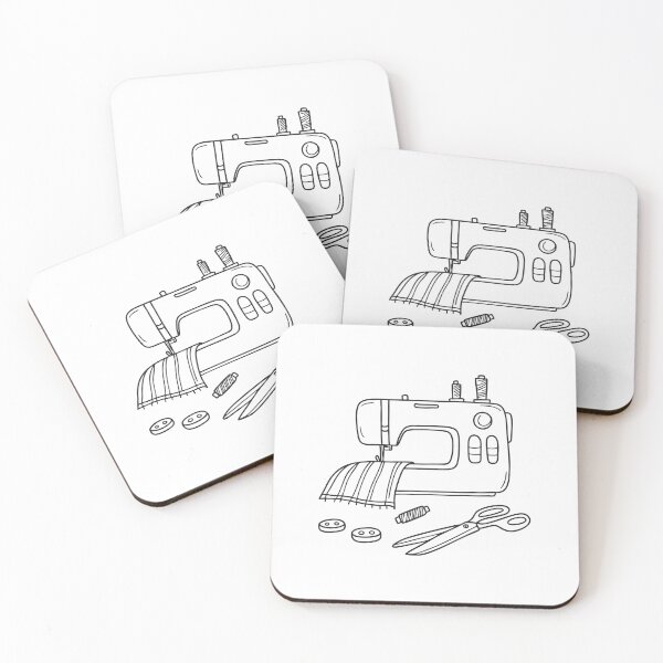 Item preview, A sewing machine with fabric attached next to scissors and threads on table designed and sold by rasagamastore.