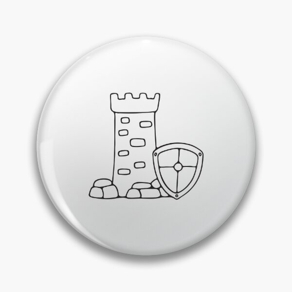 Item preview, A shield leaning on stone wall near castle tower designed and sold by rasagamastore.