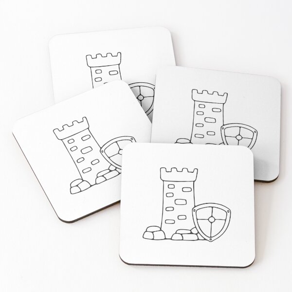 Item preview, A shield leaning on stone wall near castle tower designed and sold by rasagamastore.