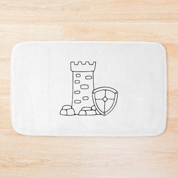 Item preview, A shield leaning on stone wall near castle tower designed and sold by rasagamastore.