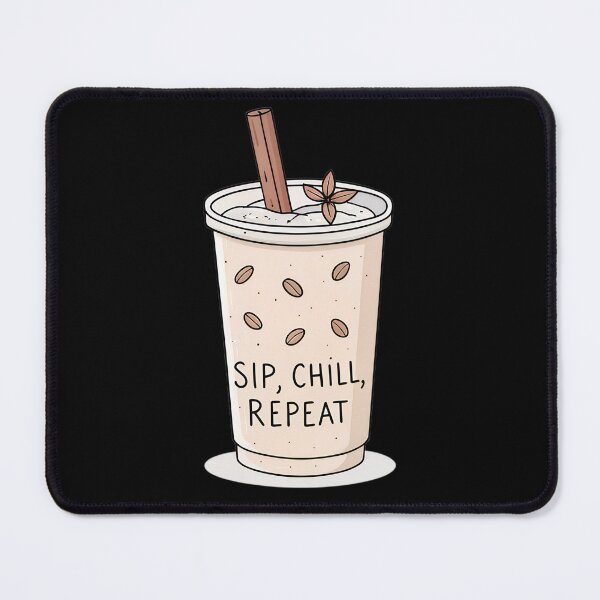 Item preview, Sip, Chill, Repeat – Minimalist Iced Chai Line Art with Cinnamon Stick designed and sold by VividOrganica.