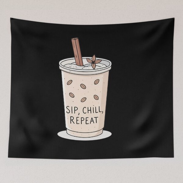 Item preview, Sip, Chill, Repeat – Minimalist Iced Chai Line Art with Cinnamon Stick designed and sold by VividOrganica.