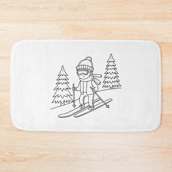 Item preview, A skier wear beanie and goggle skiing downhill with spruce trees nearby designed and sold by rasagamastore.