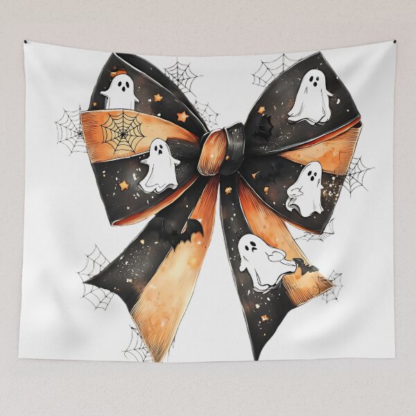 Item preview, Ghost Bow Shirt – Cute Halloween Hair Bow with Ghosts and Spiderwebs Tee designed and sold by Dawesgew.