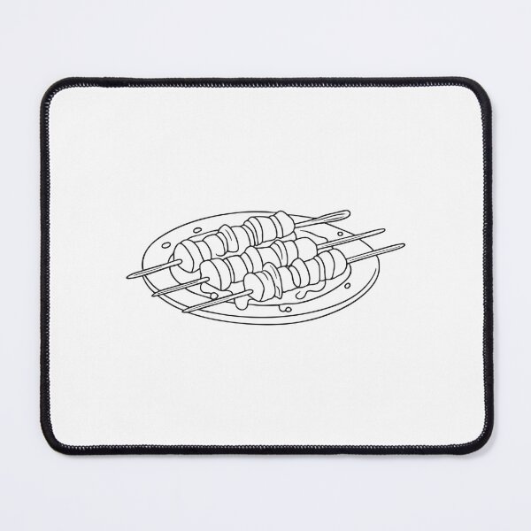 Item preview, Four meat and pepper skewers with dripping sauce on a ceramic dish designed and sold by rasagamastore.