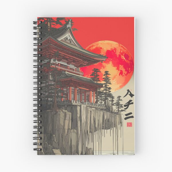 Artikelvorschau, Tempel im Sonnenuntergang – Japanische Landschaftsillustration entworfen und verkauft von Oni-Pixels.