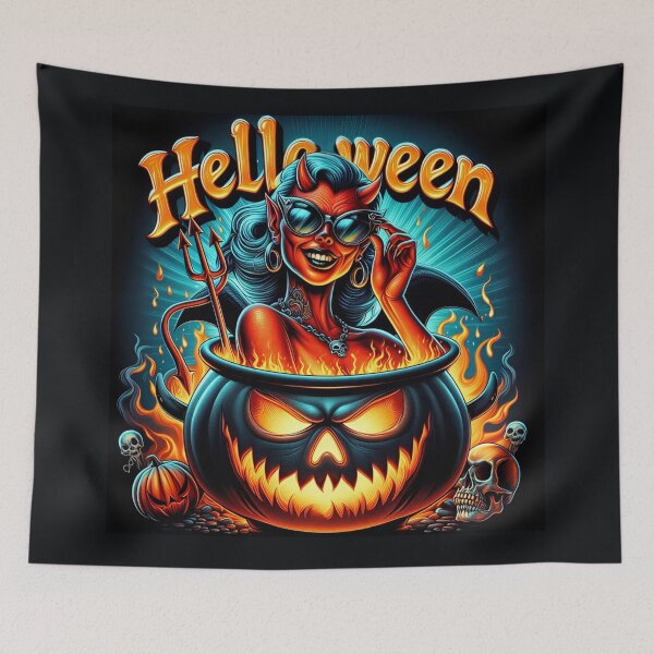 Item preview, Seductive Neon Halloween Demoness Cauldron designed and sold by Voodoo Store Paranormal Collections.