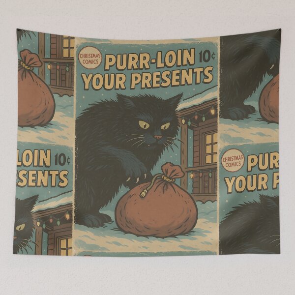 Item preview, Traditional Yule Cat: Purr-loin your presents designed and sold by bapupa.