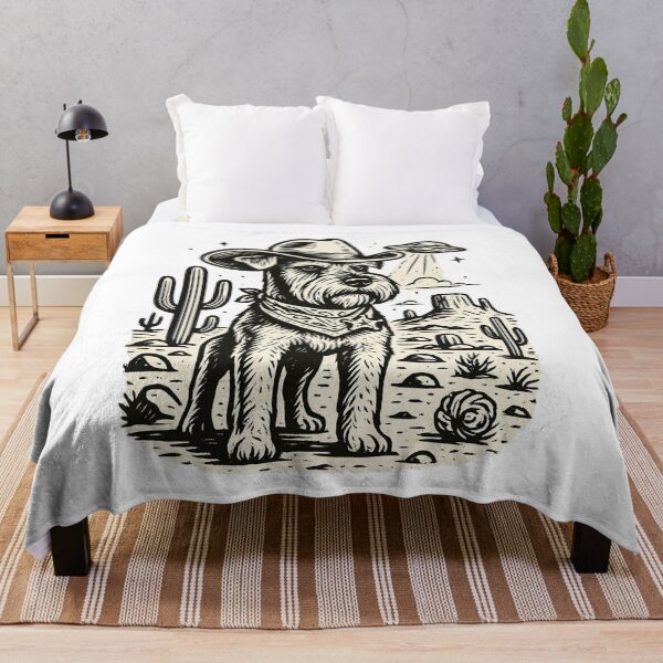Item preview, Cosmic Schnauzer Sheriff – Retro Western UFO Desert Scene designed and sold by DailyDrivesct.