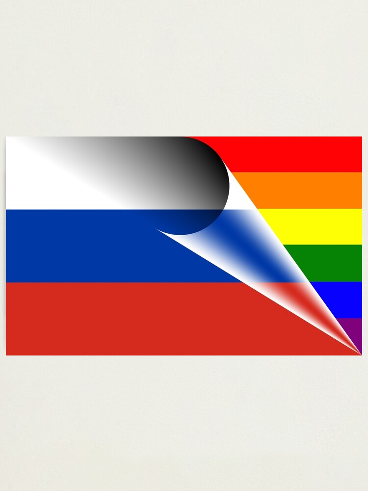 Russische Flagge Lgbtq Pride Rainbow Flag Fotodruck Von Bigbadbear Redbubble