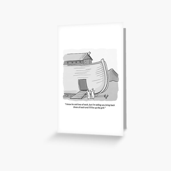 Funny Noah's Ark Biblical Barbeque Cartoon Humor Greeting Card