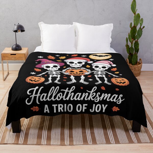 Item preview, Happy Halloween Thanksgiving Christmas Skeleton designed and sold by xknzsshfola46.