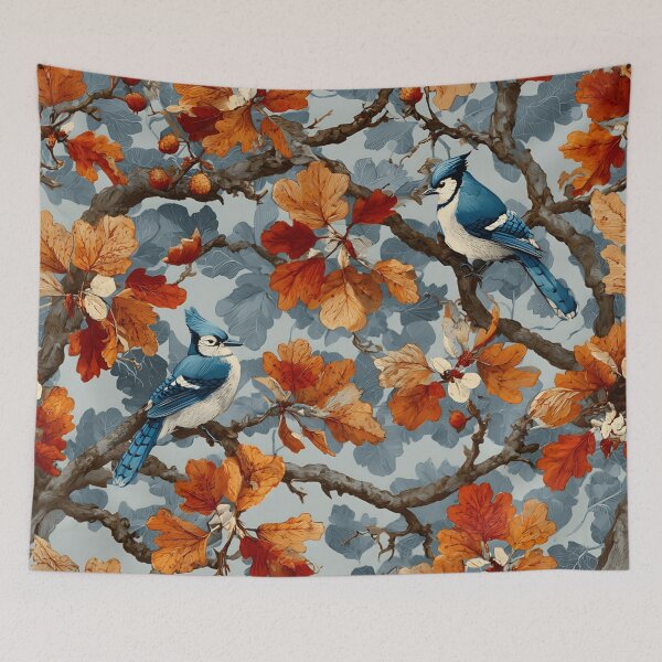 Item preview, Blue Jays Among Fall Leaves - Autumn & Halloween designed and sold by Mission Ready.