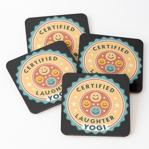 Item preview, Certified Laughter Yogi Retro Badge – 70s Smiley Face Yoga Humor Design designed and sold by VividOrganica.