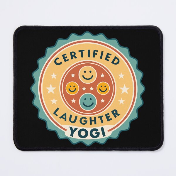 Item preview, Certified Laughter Yogi Retro Badge – 70s Smiley Face Yoga Humor Design designed and sold by VividOrganica.