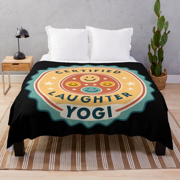 Item preview, Certified Laughter Yogi Retro Badge – 70s Smiley Face Yoga Humor Design designed and sold by VividOrganica.