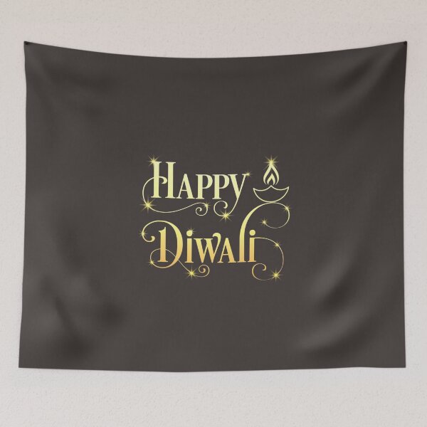 Item preview, Golden Happy Diwali with Lamp Design designed and sold by Kruti Collection.