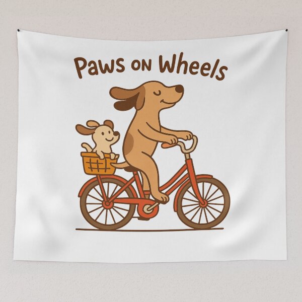 Item preview, Paws on Wheels – Playful Dog Bicycle Illustration designed and sold by DailyDrivesct.