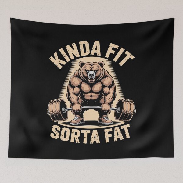 Item preview, Kinda Fit Sorta Fat - Funny Gym Bear Weightlifting Workout designed and sold by AmparoBoyle.