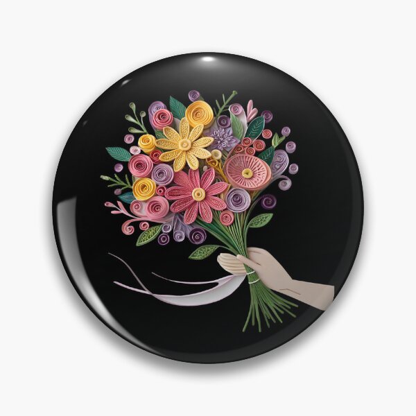 Item preview, Quilled Floral Bouquet in Hand Silhouette | Colorful Paper Quilling Art Design designed and sold by VividOrganica.