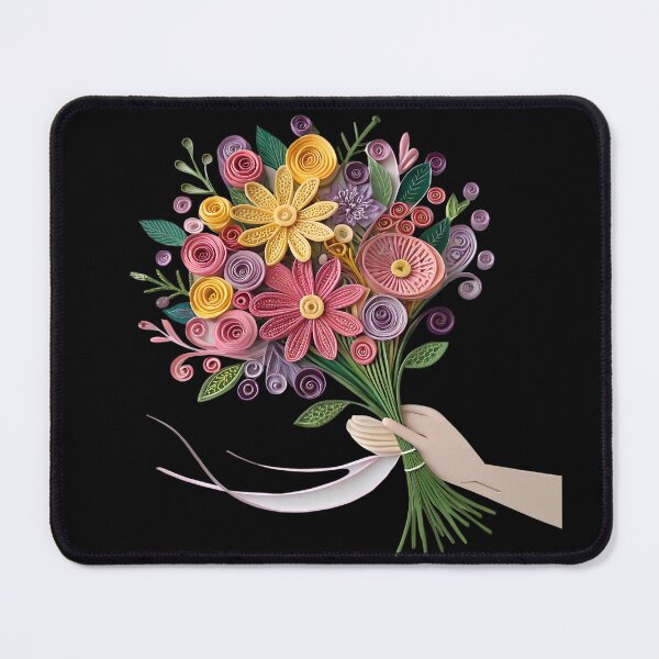 Item preview, Quilled Floral Bouquet in Hand Silhouette | Colorful Paper Quilling Art Design designed and sold by VividOrganica.