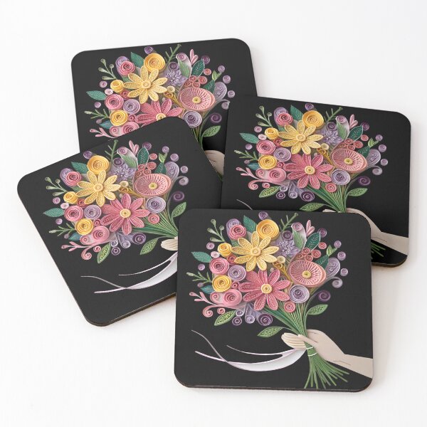 Item preview, Quilled Floral Bouquet in Hand Silhouette | Colorful Paper Quilling Art Design designed and sold by VividOrganica.