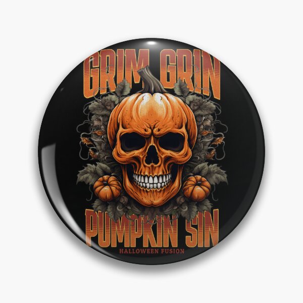 Item preview, Grim Grin Pupkin Sin – Haunted Pumpkin Skull designed and sold by SoulTreasures.