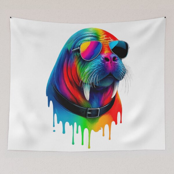 Item preview, Rainbow Dog with Sunglasses – Colorful Funky Pop Art designed and sold by ArteeInnovation.