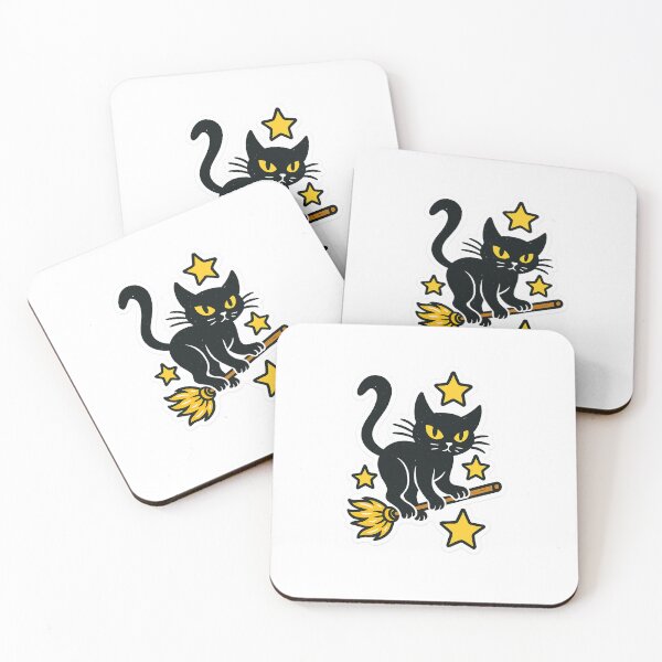 Item preview, Witchy Black Cat Sticker – Cute Halloween Magic designed and sold by BoldApparel.