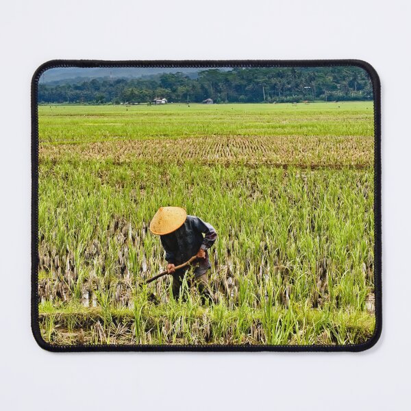 Item preview, An Indonesian farmer in the rice fields at the foot of the mountains designed and sold by franck380.