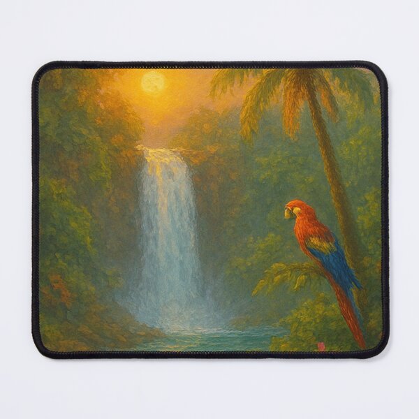 Item preview, Rainforest Waterfall – Jungle Pool & Tropical Parrot designed and sold by Syrupulse.