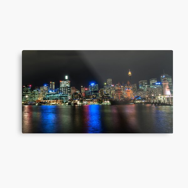 HM Bark Endeavour at night Metal Print